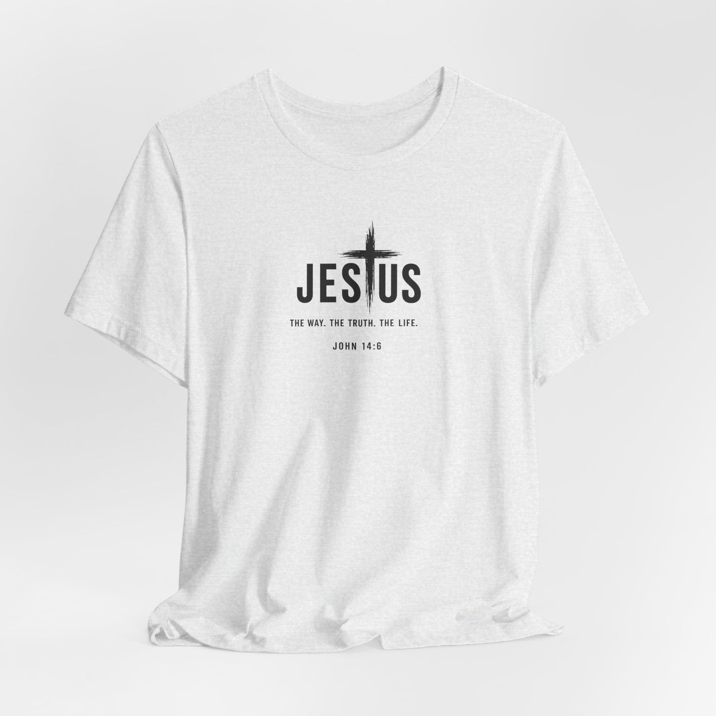 Faith Over Everything Christian Tee — "Jesus" Cross Design, John 14:6 Inspirational Shirt