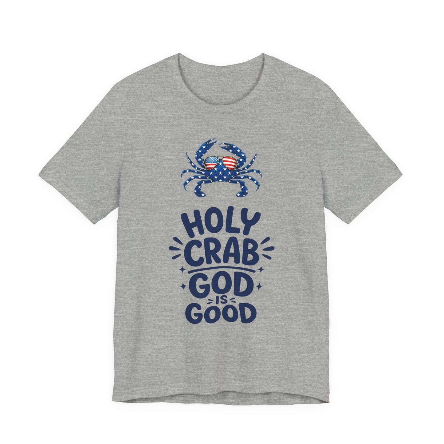 Holy Crab God Is Good T-Shirt — Patriotic Blue Crab Graphic Tee