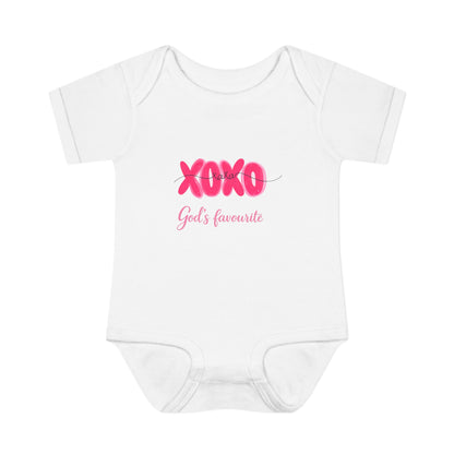 Baby Bodysuit "XOXO God's Favorite" — Cute Pink Valentine Infant Onesie