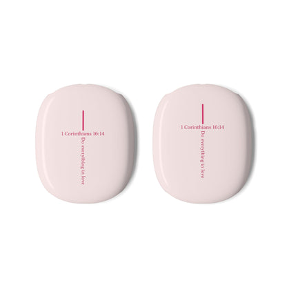 Pink Cross AirPod Max Case — 1 Corinthians 16:14 Inspirational Headphone Covers