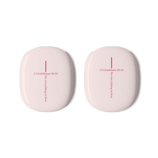 Pink Cross AirPod Max Case — 1 Corinthians 16:14 Inspirational Headphone Covers