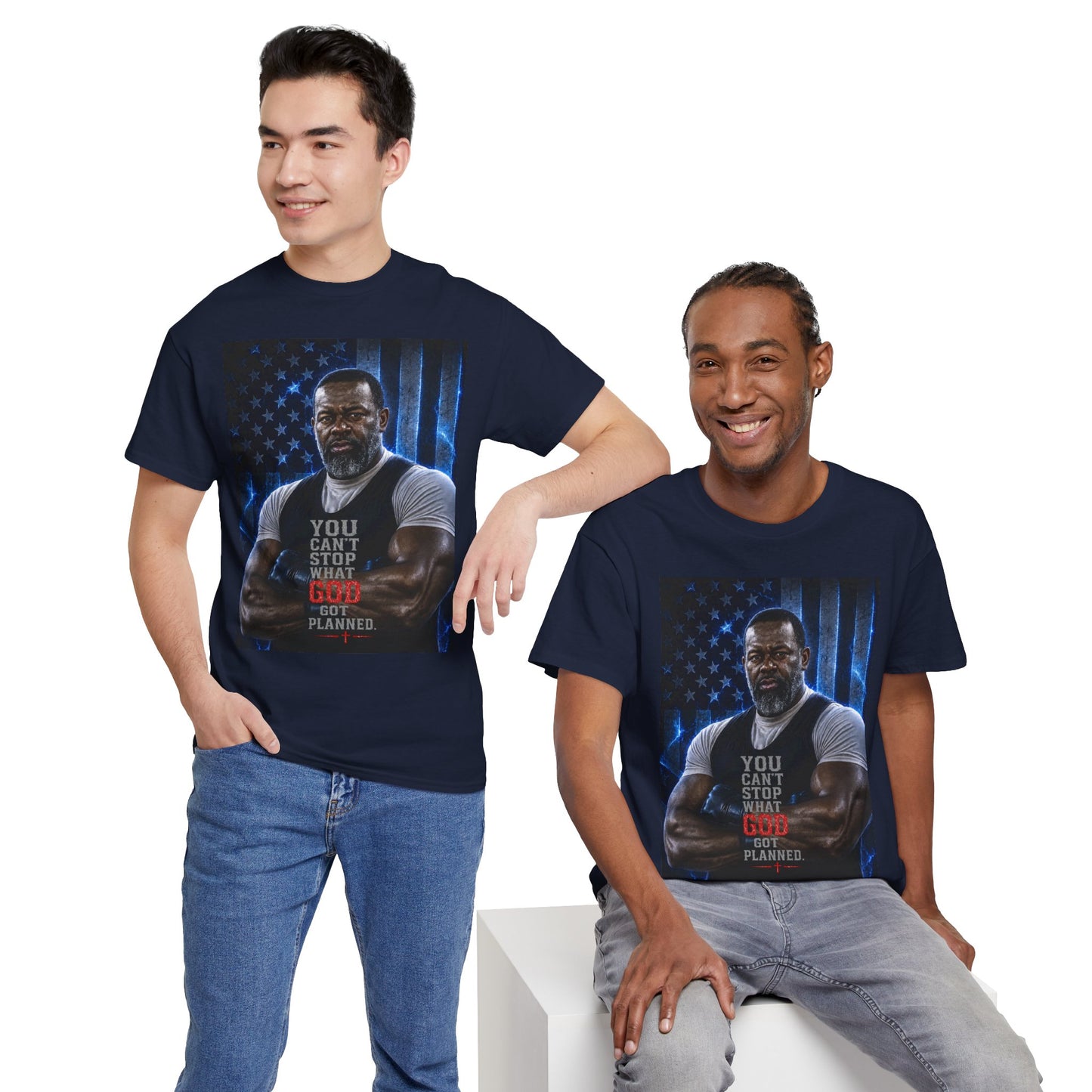 Patriotic Faith Tee — "You Can't Stop What God Has Planned"