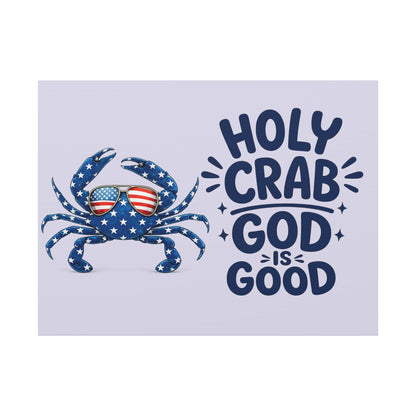 Patriotic Crab Canvas — "Holy Crab God Is Good" Wall Art