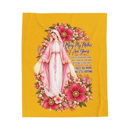 Our Lady Prayer Velveteen Plush Blanket – Mary My Mother Devotional Throw