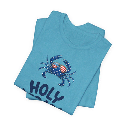 Holy Crab God Is Good T-Shirt — Patriotic Blue Crab Graphic Tee