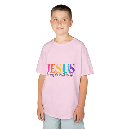 Kids Tee — "JESUS The Way The Truth The Life" Rainbow Christian T-Shirt