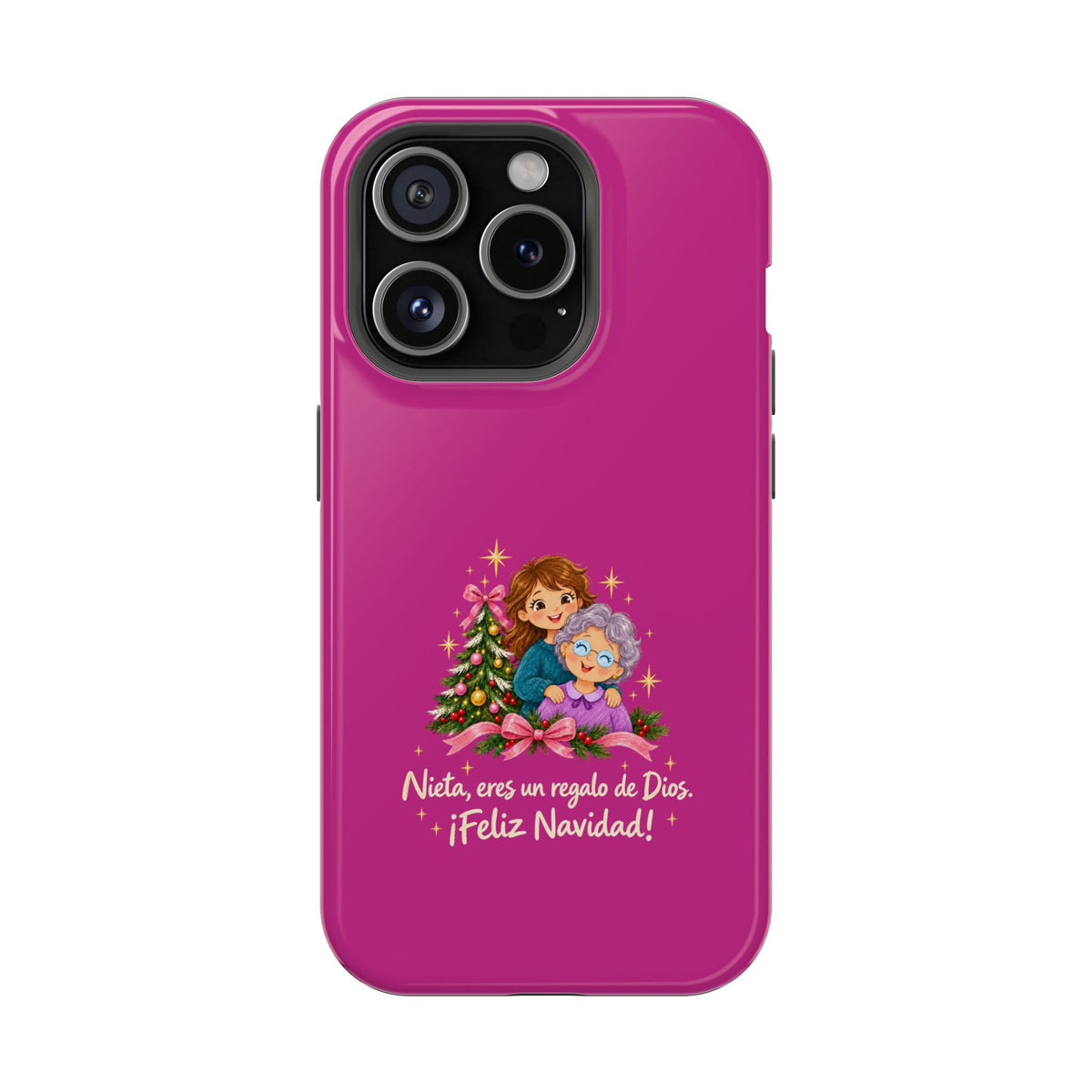 Magenta Christmas Grandma Phone Case — "Abuela, eres un regalo de Dios. ¡Feliz Navidad!" Magnetic Impact-Resistant