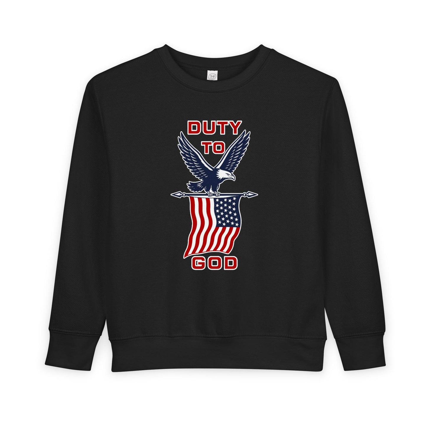 Toddler Sweatshirt - 'Duty to God' Patriotic Eagle & Flag