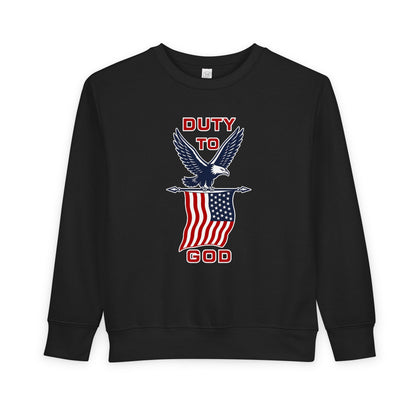 Toddler Sweatshirt - 'Duty to God' Patriotic Eagle & Flag