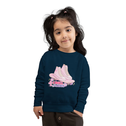 Toddler Sweatshirt — "I Roll With Jesus" Christian Toddler Tee