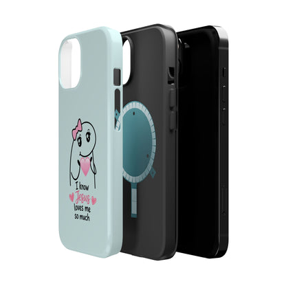 Christian Cute Heart Phone Case — "I Know Jesus Loves Me So Much" Magnetic Impact-Resistant Case