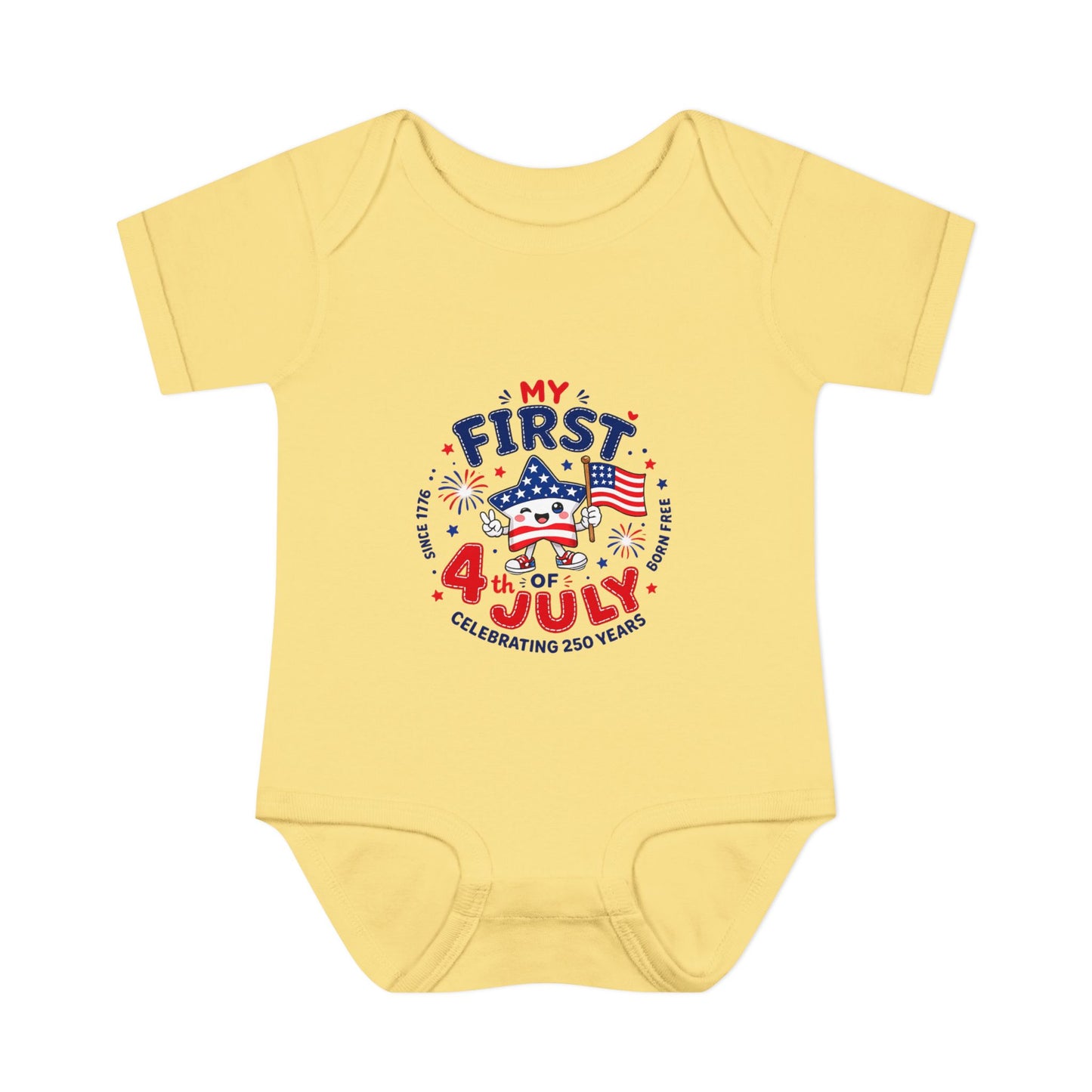 Baby Bodysuit – "My First 4th of July" Patriotic Infant Onesie