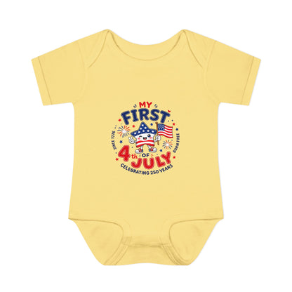 Baby Bodysuit – "My First 4th of July" Patriotic Infant Onesie
