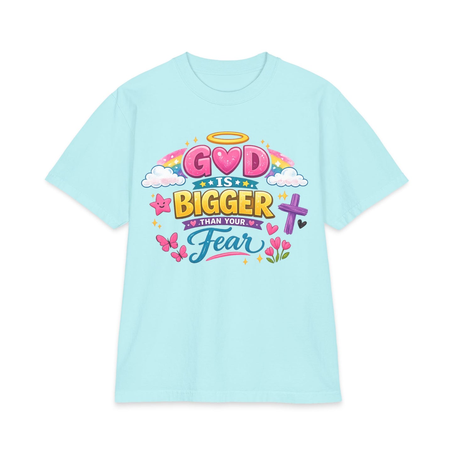 Faith Graphic T-Shirt — "God Is Bigger Than Your Fear" Inspirational Christian Tee