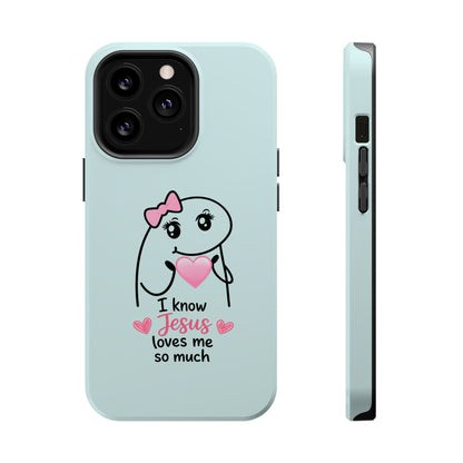 Christian Cute Heart Phone Case — "I Know Jesus Loves Me So Much" Magnetic Impact-Resistant Case