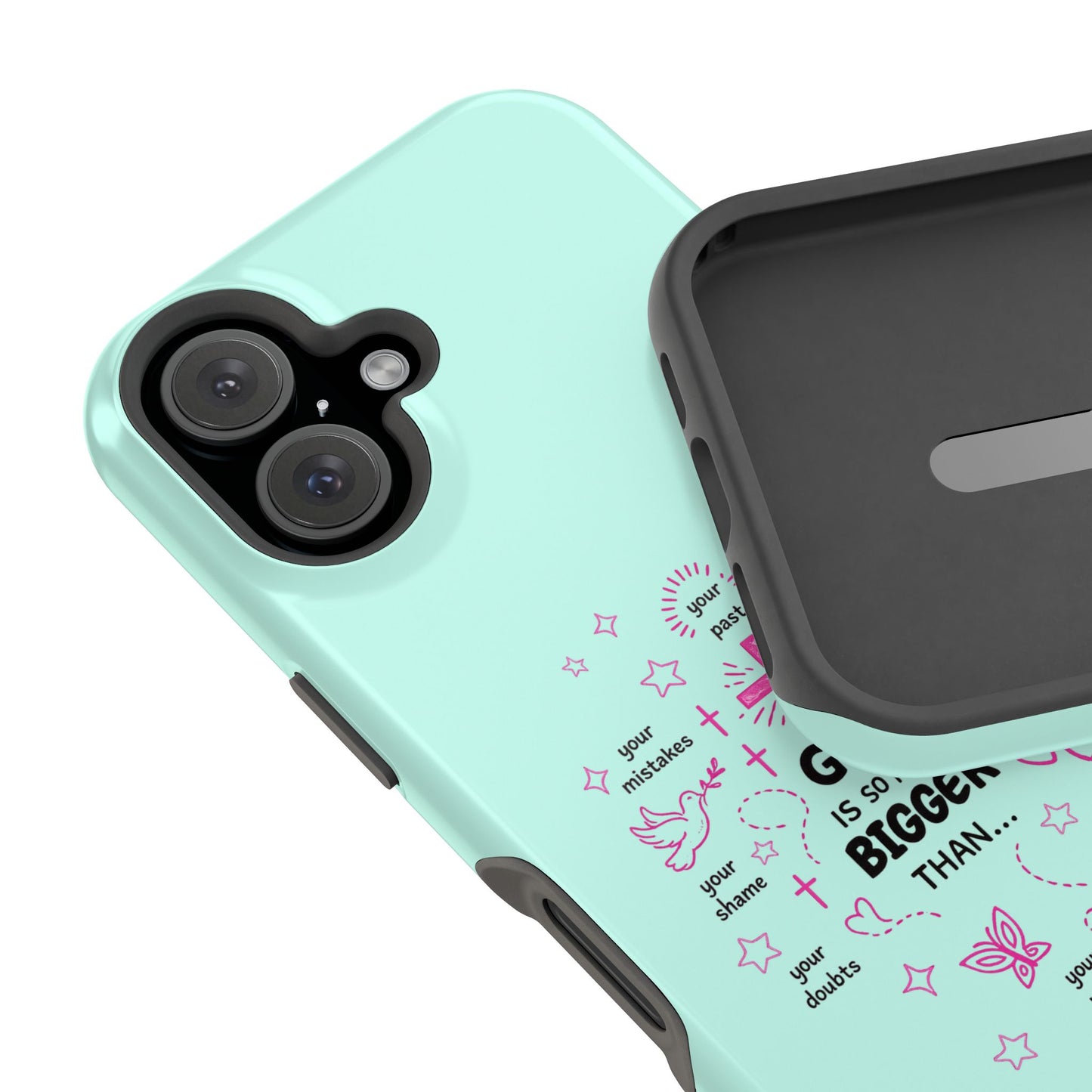 Mint Christian Phone Case — "God Is So Much Bigger Than..." Magnetic Impact-Resistant