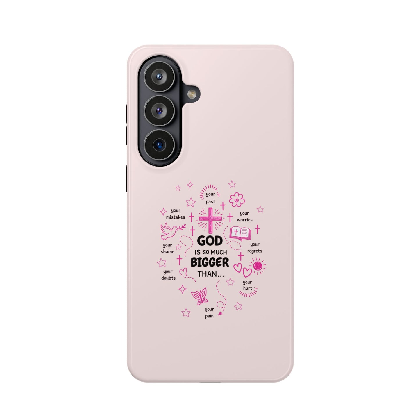 Pink Christian Phone Case — "God Is So Much Bigger Than..." Magnetic Impact-Resistant Case