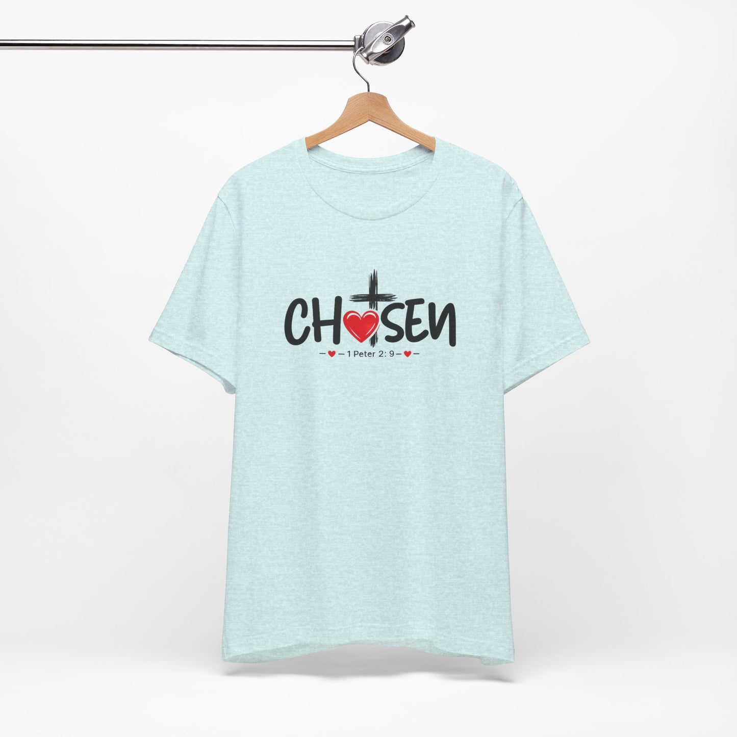 Chosen Cross Heart T-Shirt — Christian Faith Tee (1 Peter 2)