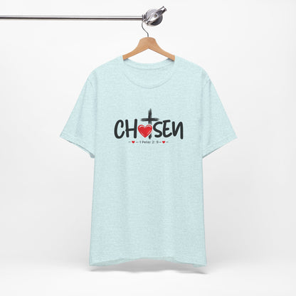Chosen Cross Heart T-Shirt — Christian Faith Tee (1 Peter 2)