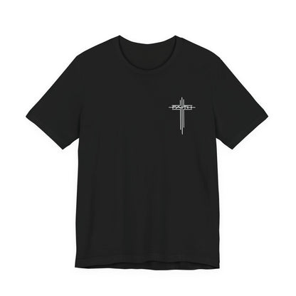 Christian Cross T‑Shirt — Subtle Back Cross Graphic Religious Tee