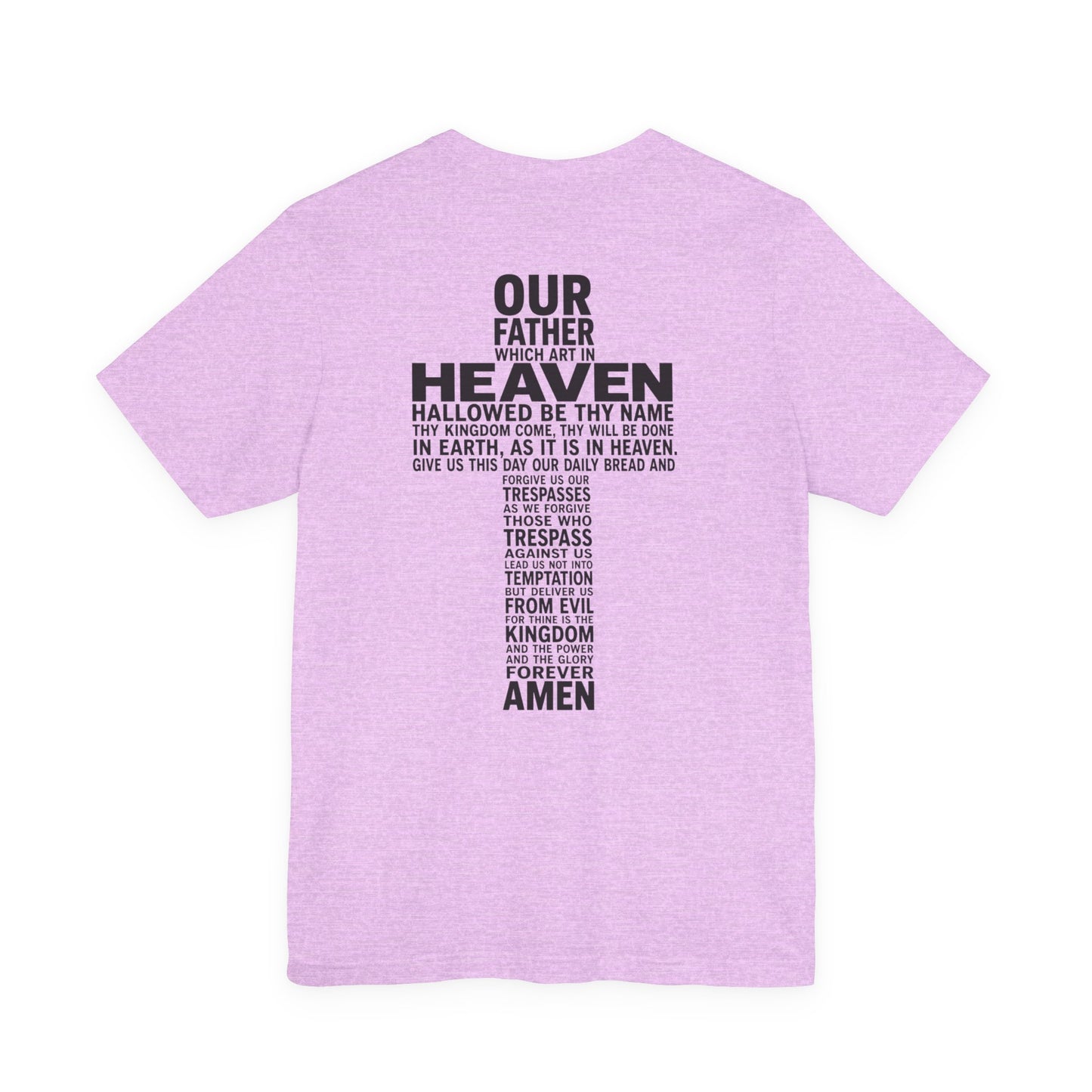 Faith Cross T‑Shirt — 'Our Father' Prayer Typography Tee
