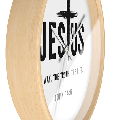 Jesus Wall Clock — "The Way. The Truth. The Life." John 14:6 Christian Decorative Clock