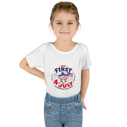 Baby Bodysuit – "My First 4th of July" Patriotic Infant Onesie