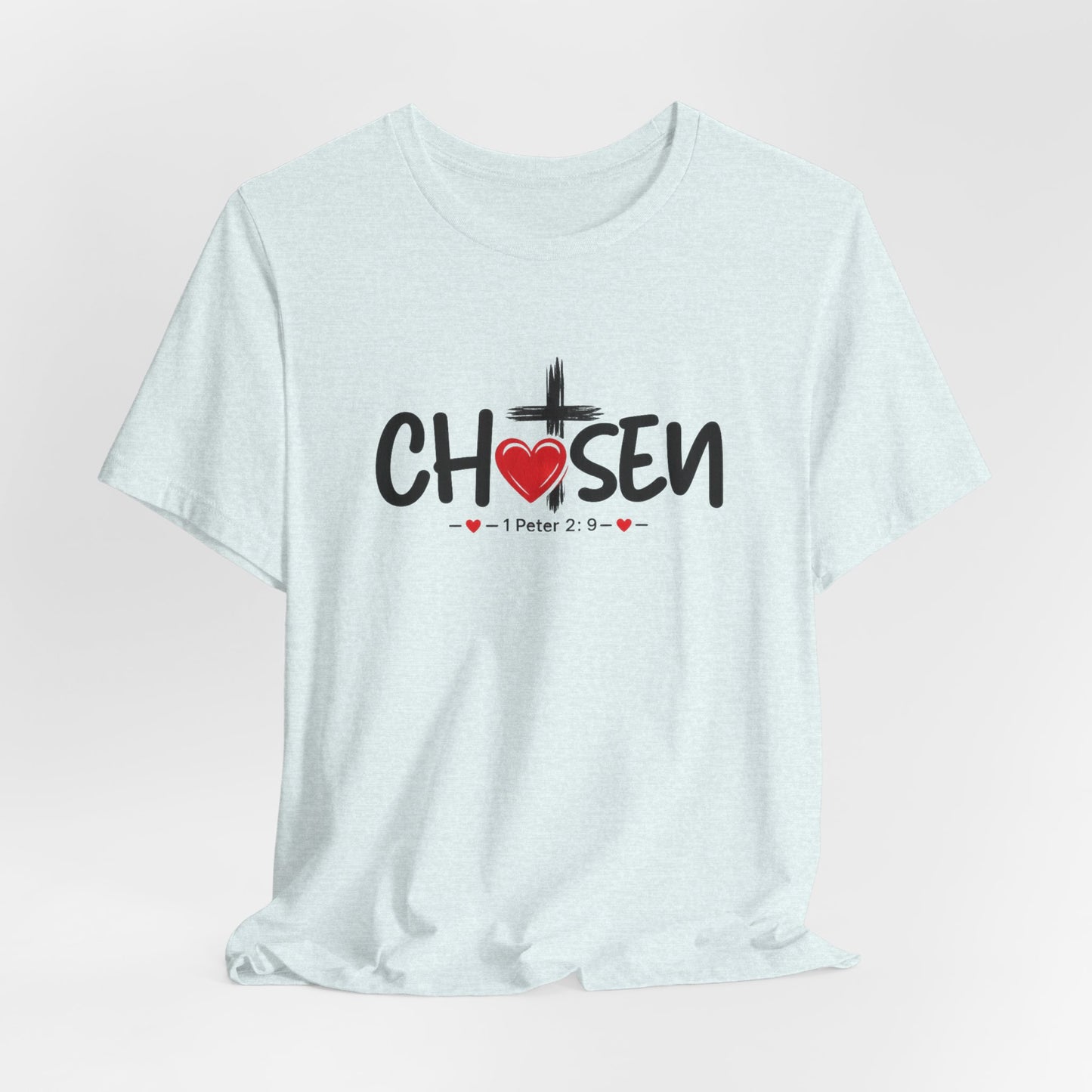 Chosen Cross Heart T-Shirt — Christian Faith Tee (1 Peter 2)