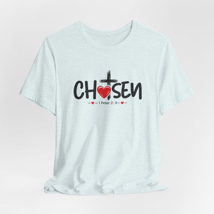 Chosen Cross Heart T-Shirt — Christian Faith Tee (1 Peter 2)