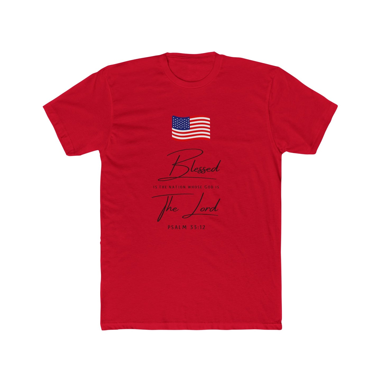 Blessed by the Lord American Flag T-Shirt — Psalm 55:12 Patriotic Christian Tee