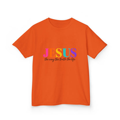 Kids Tee — "JESUS The Way The Truth The Life" Rainbow Christian T-Shirt