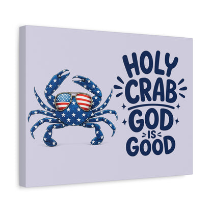 Patriotic Crab Canvas — "Holy Crab God Is Good" Wall Art