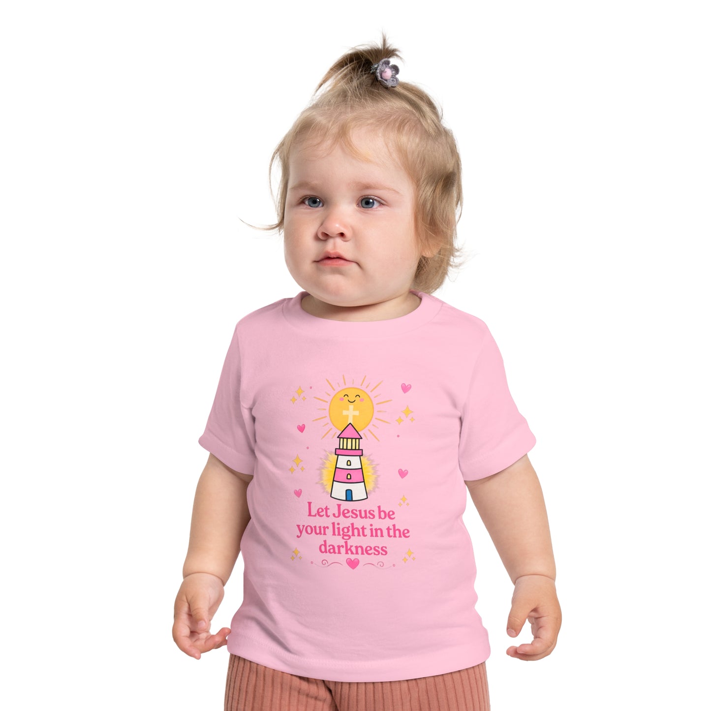 Baby T-Shirt - "Let Jesus Be Your Light in the Darkness" Cute Lighthouse Christian Tee for Infants