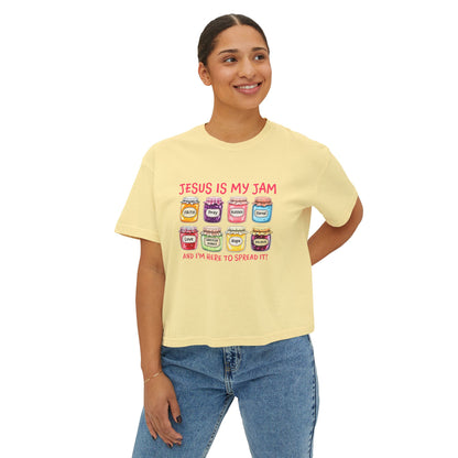 Jesus Is My Jam Women’s Boxy Tee — Cute Christian Faith Graphic Shirt