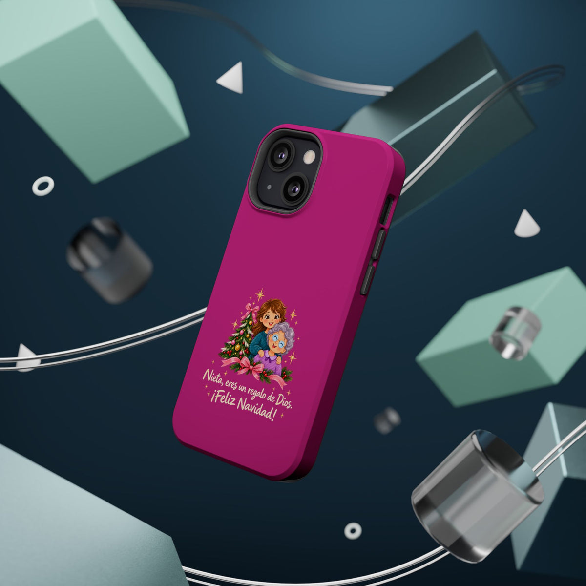 Magenta Christmas Grandma Phone Case — "Abuela, eres un regalo de Dios. ¡Feliz Navidad!" Magnetic Impact-Resistant