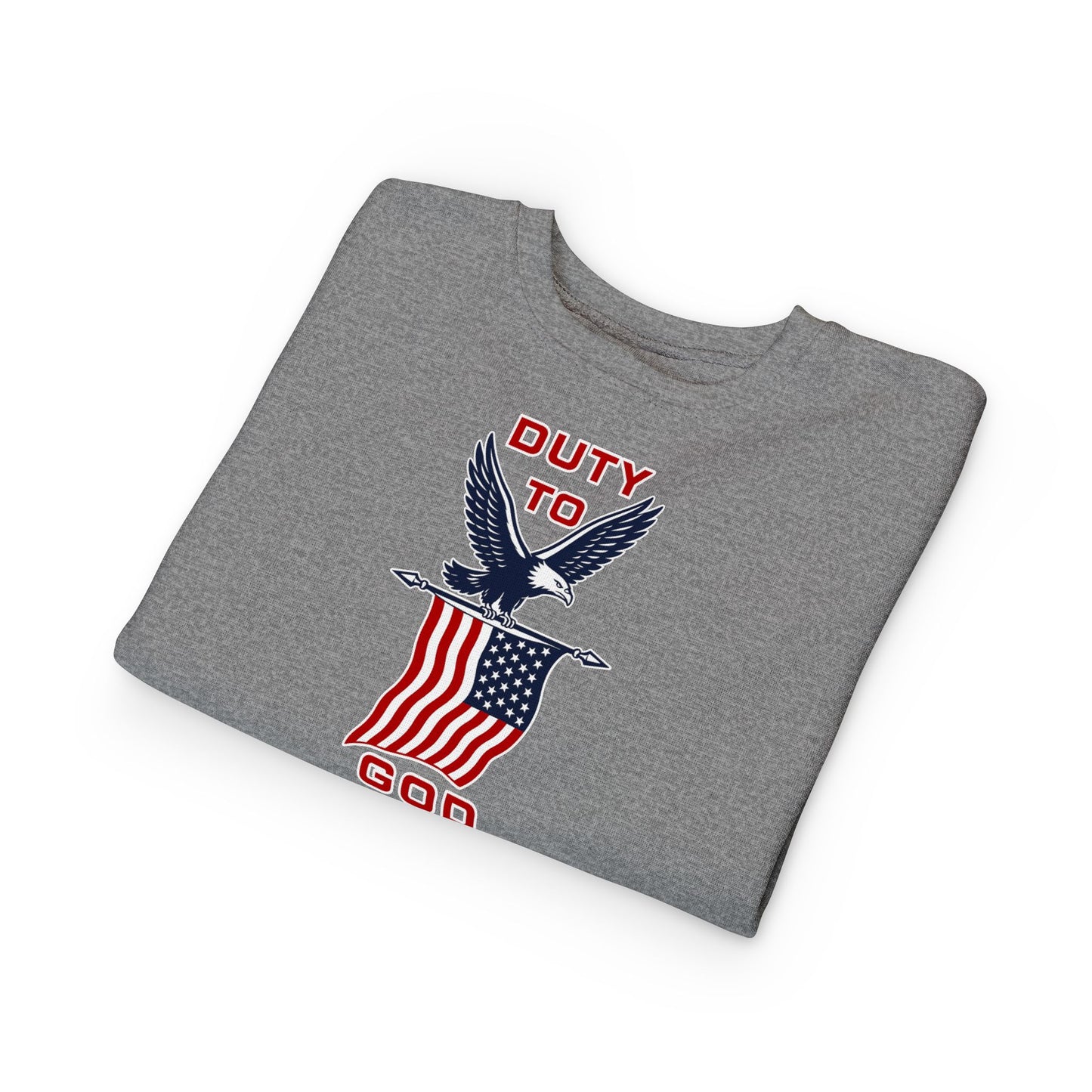 Toddler Sweatshirt - 'Duty to God' Patriotic Eagle & Flag