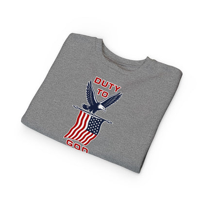 Toddler Sweatshirt - 'Duty to God' Patriotic Eagle & Flag