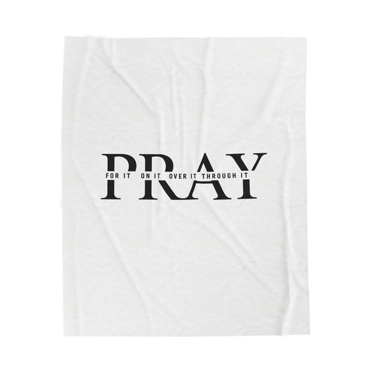 Pray Velveteen Plush Blanket — "PRAY" Faith Quote Throw for Comfort & Devotion