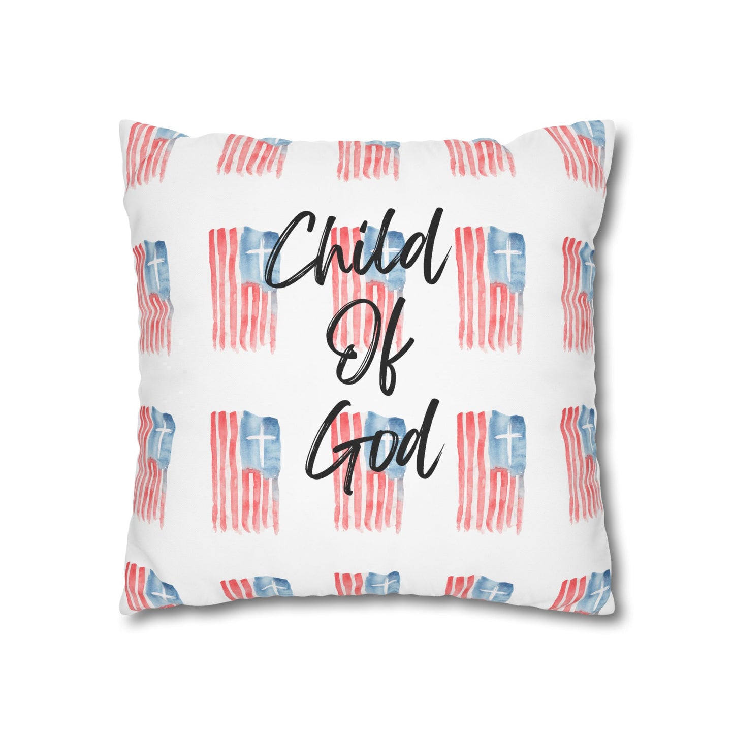 Blessed The Lord Pillowcase — Patriotic Psalm 33:12 Square Throw Pillow