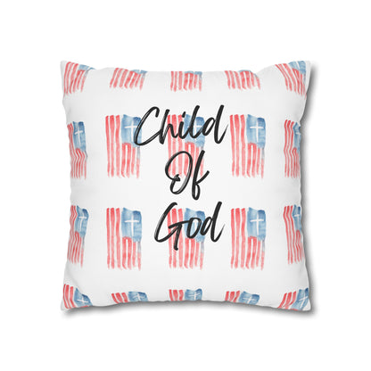 Blessed The Lord Pillowcase — Patriotic Psalm 33:12 Square Throw Pillow