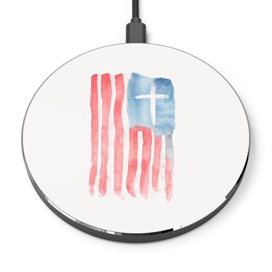 Patriotic Watercolor Cross Wireless Charger