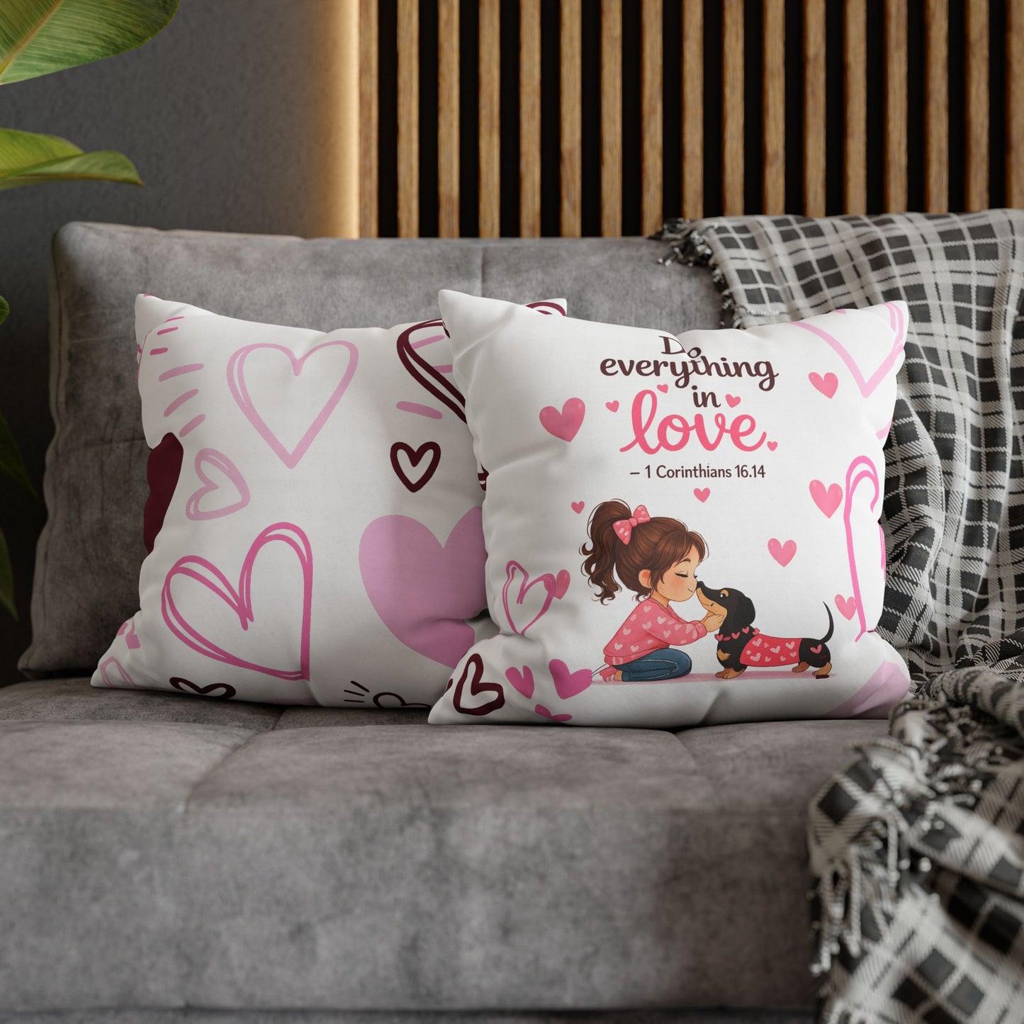 Do Everything in Love Pillowcase — 1 Corinthians 16:14 Decorative Square Throw Pillowcase