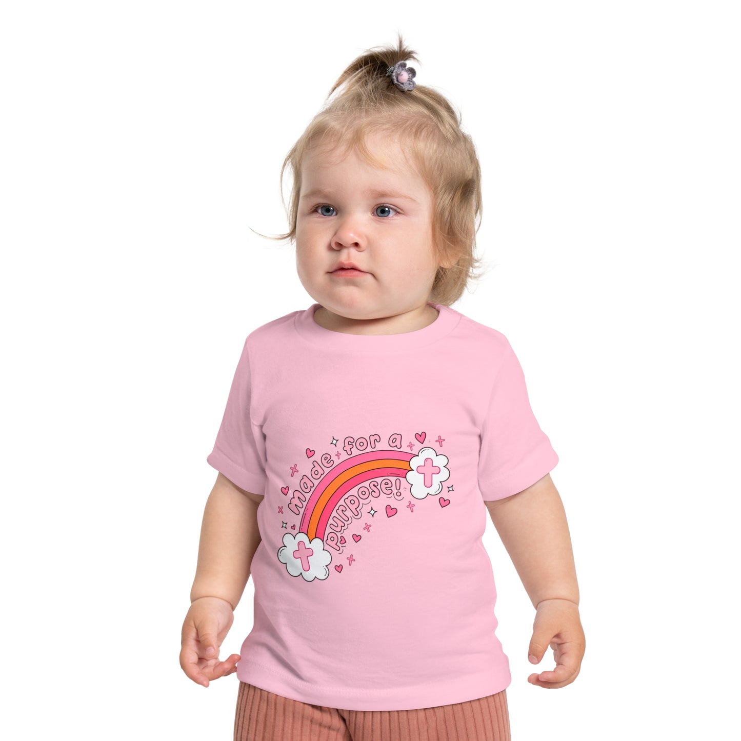 Baby T-Shirt — "Made for a Purpose" Pink Rainbow Christian Infant Tee