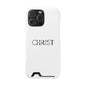 Christian Phone Card Case — Minimal 'CHRIST' Text Wallet Phone Case