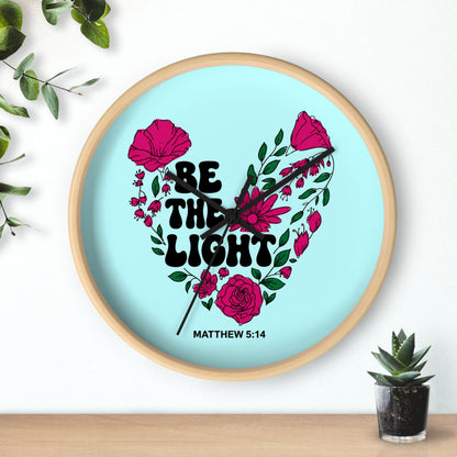 Be the Light Floral Wall Clock — Matthew 5:14 Inspirational Home Decor