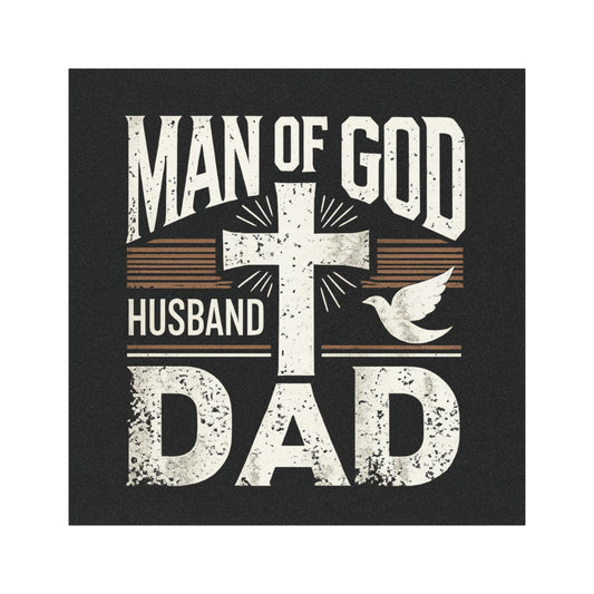 Car Magnet — "Man of God Husband Dad" Religious Cross Faith Magnet for Christian Fathers (Father's Day Gift)