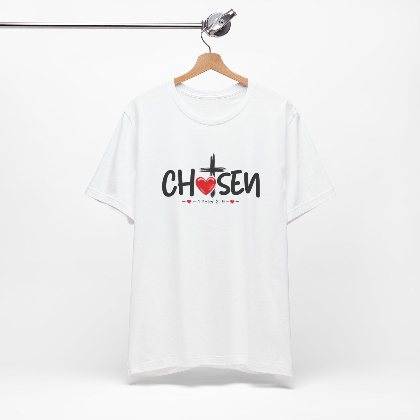 Chosen Cross Heart T-Shirt — Christian Faith Tee (1 Peter 2)