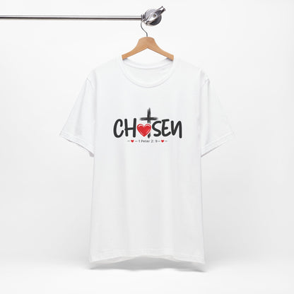 Chosen Cross Heart T-Shirt — Christian Faith Tee (1 Peter 2)