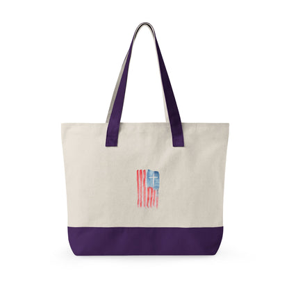 Canvas Tote Bag — "Child of God" & Watercolor Flag Zippered Tote