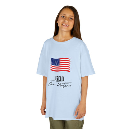 UNISEX Kids Tee — American Flag 'God One Nation' Patriotic T‑Shirt